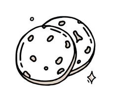 biscoitos de aveia doodle clipart em ilustração vetorial preto e bege em estilo desenhado à mão vetor