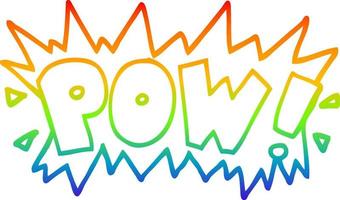 desenho de linha de gradiente de arco-íris palavra de desenho animado pow vetor