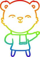 desenho de linha de gradiente de arco-íris feliz desenho animado urso polar vetor