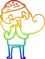 desenho de linha de gradiente de arco-íris feliz homem barbudo rindo vetor