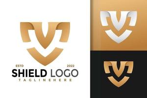 design de logotipo de escudo de letra mv ou vm, vetor de logotipos de identidade de marca, logotipo moderno, modelo de ilustração vetorial de designs de logotipo