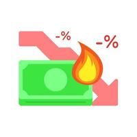inflação, queima de dinheiro conceito ilustração design plano vetor eps10. elemento gráfico moderno para página de destino, infográfico, ícone