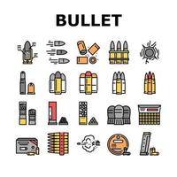 conjunto de ícones de coleção de munição de bala vetor