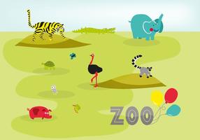Free Cute Hand Drawn Zoo Fundo do vetor de animais