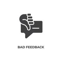 sinal de vetor de símbolo de feedback ruim é isolado em um fundo branco. cor do ícone editável.