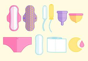 Conjunto de ícones de higiene feminina vetor