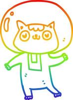 desenho de linha de gradiente de arco-íris gato de espaço de desenho animado vetor