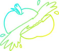 desenho de linha de gradiente frio desenho de maçã fatiada vetor