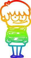 desenho de linha de gradiente de arco-íris homem de desenho animado feliz vetor