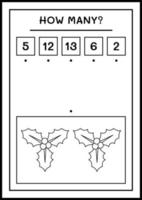 quantas bagas de azevinho, jogo para crianças. ilustração vetorial, planilha para impressão vetor