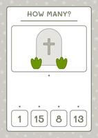 quantas lápide, jogo para crianças. ilustração vetorial, planilha para impressão vetor