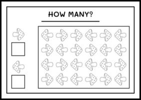 quantos cogumelos, jogo para crianças. ilustração vetorial, planilha para impressão vetor