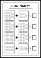 quantas máscara de abóbora, jogo para crianças. ilustração vetorial, planilha para impressão vetor