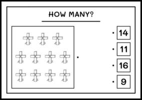 quantos santa cruz, jogo para crianças. ilustração vetorial, planilha para impressão vetor
