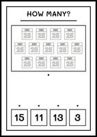 quantos calendário de natal, jogo para crianças. ilustração vetorial, planilha para impressão vetor