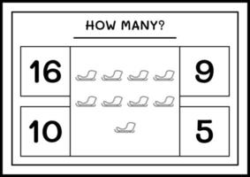 quantos trenó de papai noel, jogo para crianças. ilustração vetorial, planilha para impressão vetor