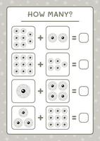 quantos olhos, jogo para crianças. ilustração vetorial, planilha para impressão vetor