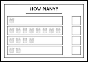 quantas caixa de presente, jogo para crianças. ilustração vetorial, planilha para impressão vetor