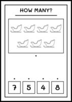 quantos trenó de papai noel, jogo para crianças. ilustração vetorial, planilha para impressão vetor