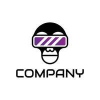 design de logotipo de mascote de macaco de realidade virtual vetor