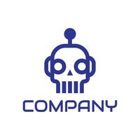 design de logotipo de crânio de robô moderno vetor