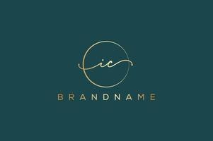 ic ic logotipo desenhado à mão de assinatura inicial, moda, joias, fotografia, boutique, roteiro, casamento, modelo de logotipo de vetor criativo floral e botânico para qualquer empresa ou negócio.