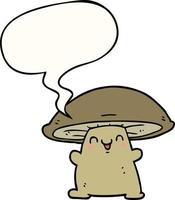 personagem de desenho animado cogumelo e bolha do discurso vetor