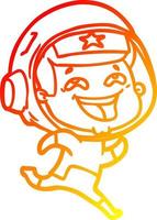 desenho de linha de gradiente quente desenho animado rindo astronauta vetor