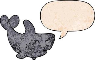 tubarão de desenho animado e bolha de fala no estilo de textura retrô vetor