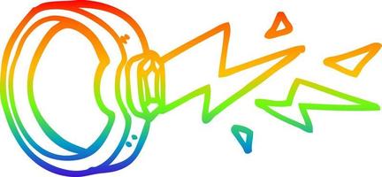 desenho de linha de gradiente de arco-íris anel mágico de desenho animado vetor
