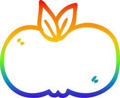 desenho de linha de gradiente de arco-íris maçã de desenho animado vetor