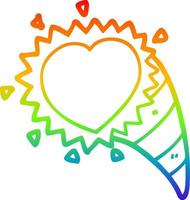 desenho de linha de gradiente de arco-íris desenho animado símbolo de coração de amor vetor