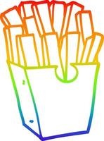 desenho de linha gradiente arco-íris desenhos animados batatas fritas vetor