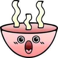 tigela de desenho animado sombreada gradiente de sopa quente vetor
