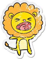 vinheta angustiada de um leão de desenho animado vetor