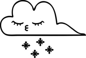 desenho de linha cartoon tempestade neve nuvem vetor