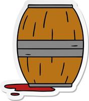 doodle de desenho de adesivo de um barril de vinho vetor