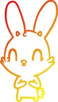 linha de gradiente quente desenhando coelho de desenho animado fofo vetor