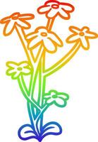 flor de desenho de linha gradiente de arco-íris vetor