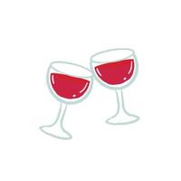 ilustração de taças de vinho tinindo isoladas desenhadas à mão vetor
