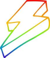 desenho de linha de gradiente de arco-íris raio de desenho animado vetor