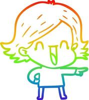 desenho de linha gradiente arco-íris desenho animado mulher rindo vetor