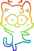 desenho de linha de gradiente de arco-íris desenho animado gato surpreso vetor
