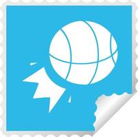bola de basquete dos desenhos animados adesivo de descascamento quadrado vetor