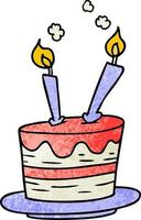 doodle texturizado dos desenhos animados de um bolo de aniversário vetor