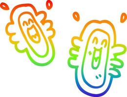 desenho de linha gradiente arco-íris desenho animado germes felizes vetor