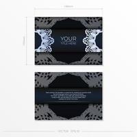 modelo de cartão de convite azul escuro com ornamentos indianos brancos. elementos vetoriais elegantes e clássicos prontos para impressão e tipografia. vetor