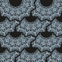 papel de parede em um modelo de estilo vintage. elemento floral indiano. ornamento gráfico para papel de parede, tecido, embalagem, embrulho. ornamento floral abstrato azul e preto chinês. ilustração vetorial. vetor