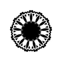 logotipo da mandala indiana. logotipo preto e branco. ornamentos redondos decorativos. forma de flor incomum. vetor oriental, padrões de terapia anti-stress. tecelagem de elementos de design. vetor de logotipos de ioga.