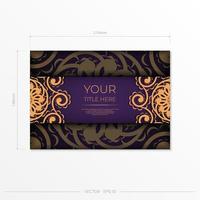 modelo de cartão postal roxo luxuoso com ornamento abstrato vintage. elementos vetoriais elegantes e clássicos prontos para impressão e tipografia. vetor